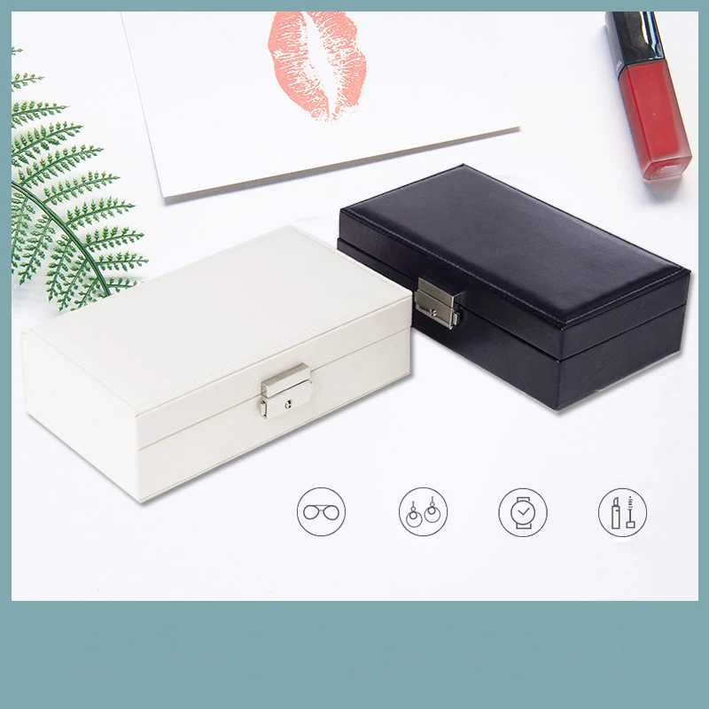 

Luxury fashion women Black color jewelry box top quality jewelry Portable Storage Organizer for Travel girl gift 200805-25