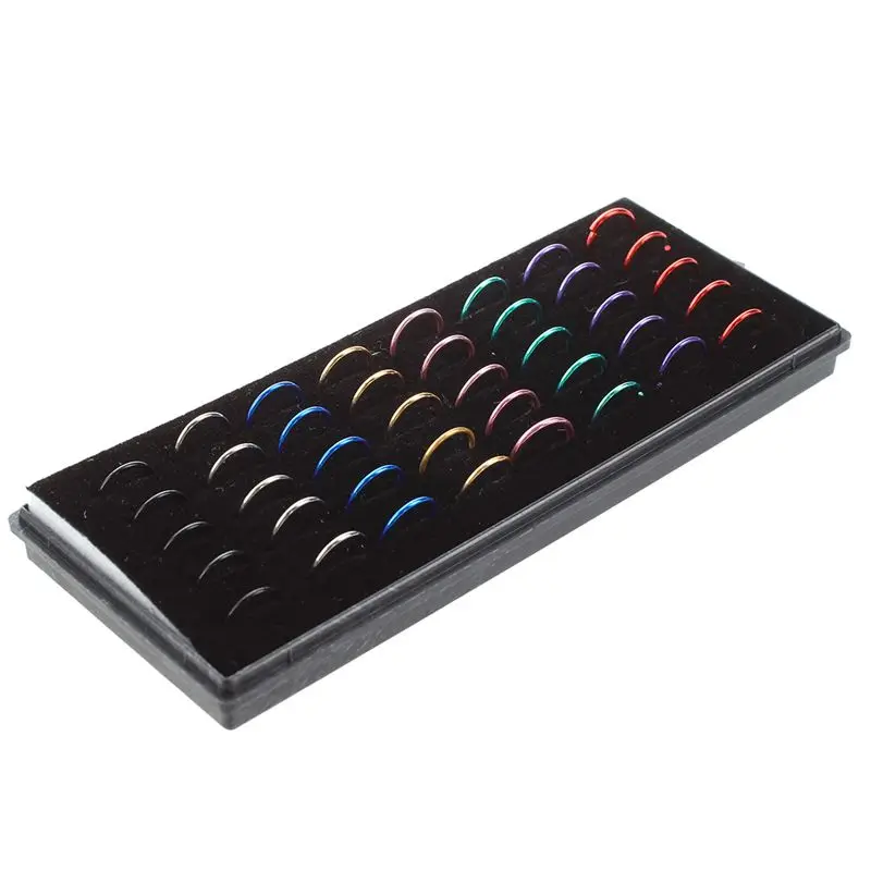 

1 Box 40pcs Stainless Steel Nose Studs Ring Hoop Body Piercing Jewelry