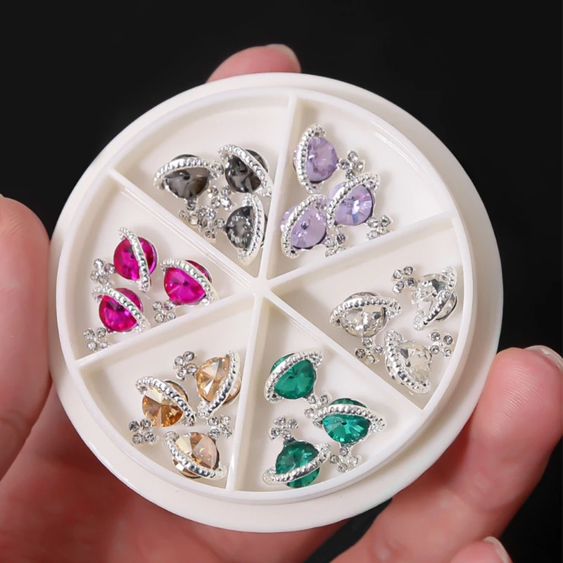 Планет Стразы Подвески для ногтей Сатурн подвеска планета дизайн Искусственный