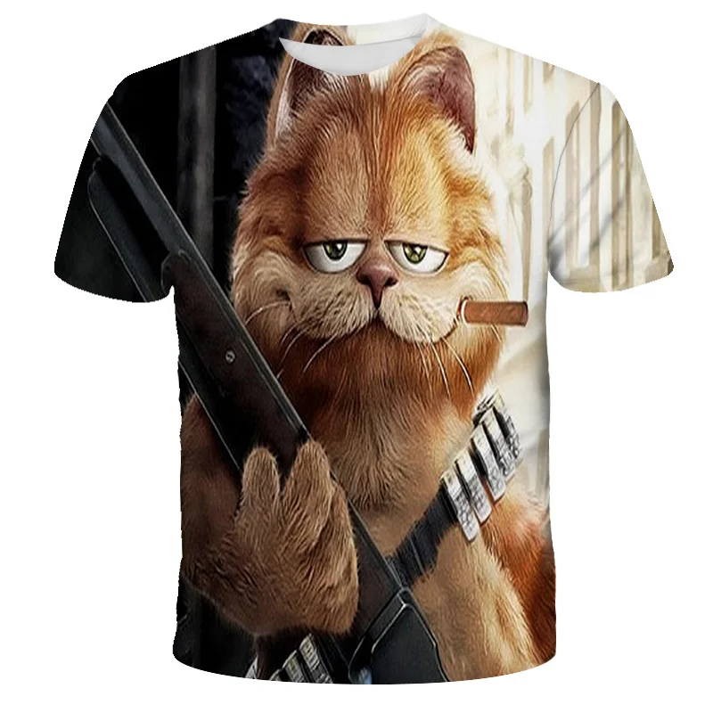 Футболки с коротким рукавом Garfield для мальчиков и девочек детская одежда футболка