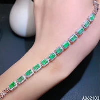 kjjeaxcmy fine jewelry 925 sterling silver inlaid natural emerald womens fashion exquisite square gem hand bracelet support det