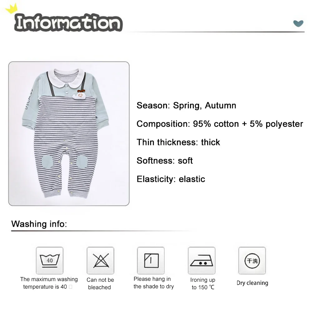 

Spring Autumn Newborn Infant Onesies Lapel Long-sleeved Baby Suit Toddler Romper Clothes Set