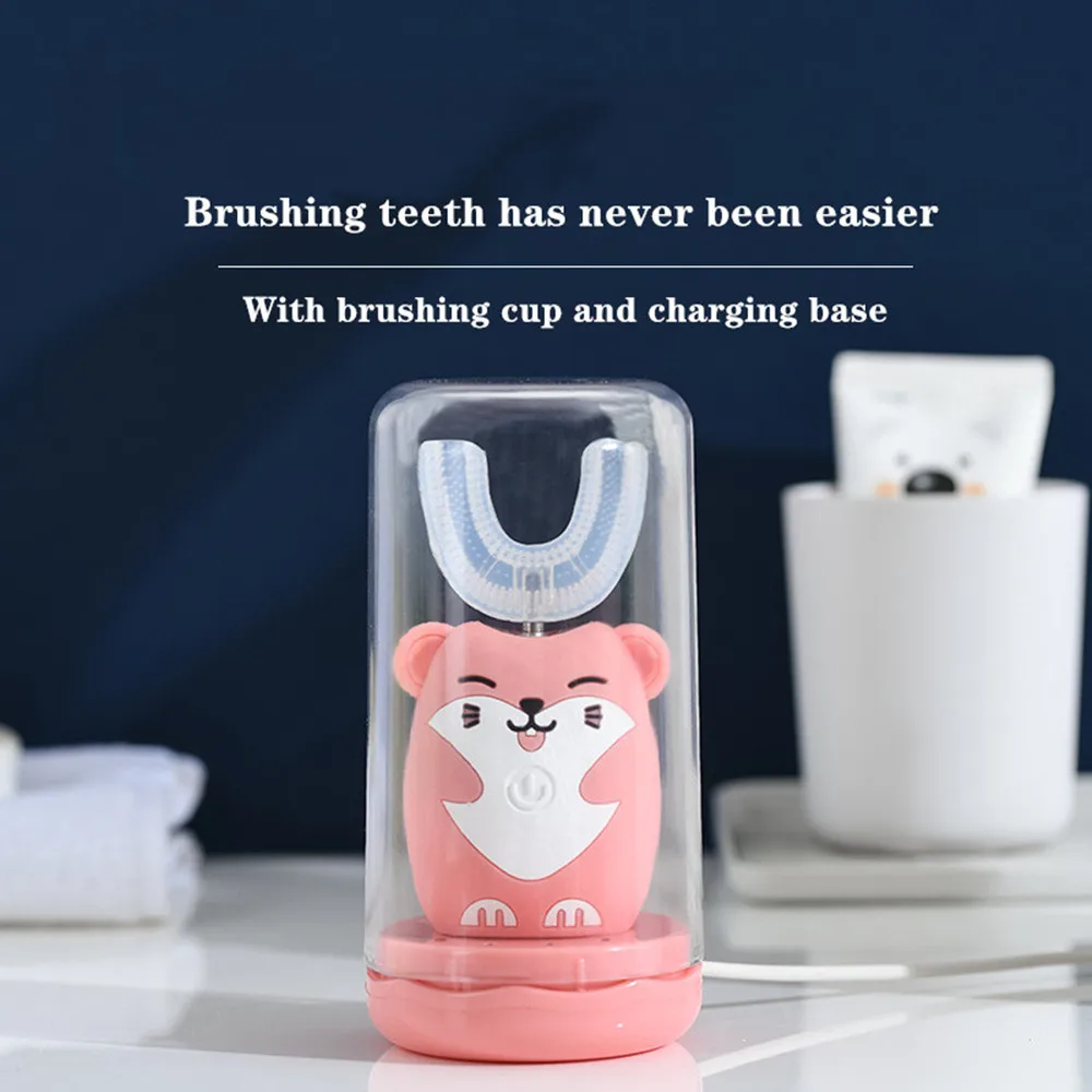 

360 Degree Automatic Sonic Electric Toothbrush U Type 2-6-15 Years OldChildrenTooth Brush USB Charging Tooth Whitening Oral Care