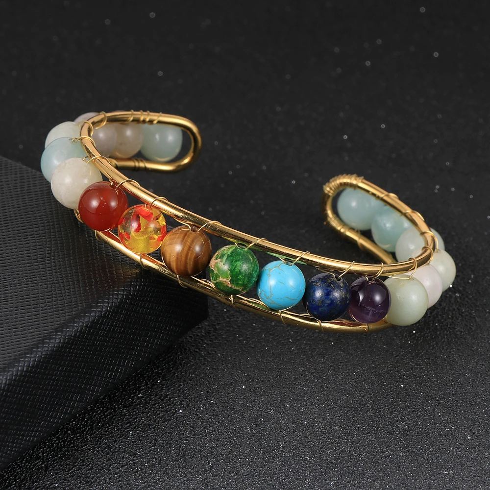 Женский браслет из натурального камня 7 чакр аметисты лазурит исцеление йогой