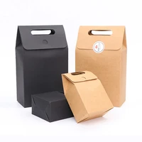 20pcslot 4size blank black paper kraft craft gift bags with handle soap candy bakery cookie biscuits packaging boxes