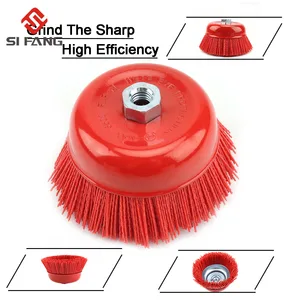 Колесо с нейлоновой абразивной щеткой, 125 мм, M14, M16, ворсовый полимерный абразивный 5-дюймовый инструмент для болгарки, зернистость 80
