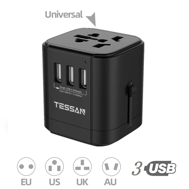 Универсальное зарядное устройство TESSAN с USB-адаптером и 3 USB-портами | Электроника