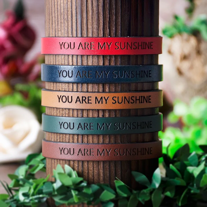 YOU ARE MY SUNSHINE индивидуальный браслет из натуральной кожи для мужчин и женщин