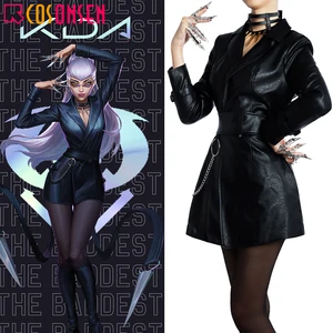 Костюм для косплея LOL KDA Evelynn KDA, черное пальто для косплея, Женский костюм на Хэллоуин, индивидуальный пошив