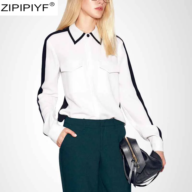 2020 New Arrival Women White Blouse Batwing Long Sleeve Double Pockets Plus Size Shirt Turn-Down Collar Female Blouse LanKa06