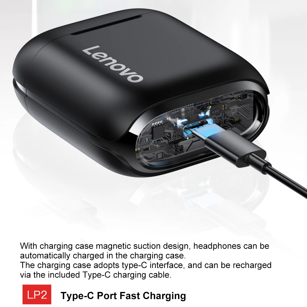 Lenovo LP2 наушники вкладыши TWS True Wireless Bluetooth IPX5 Беспроводной связи устойчивое