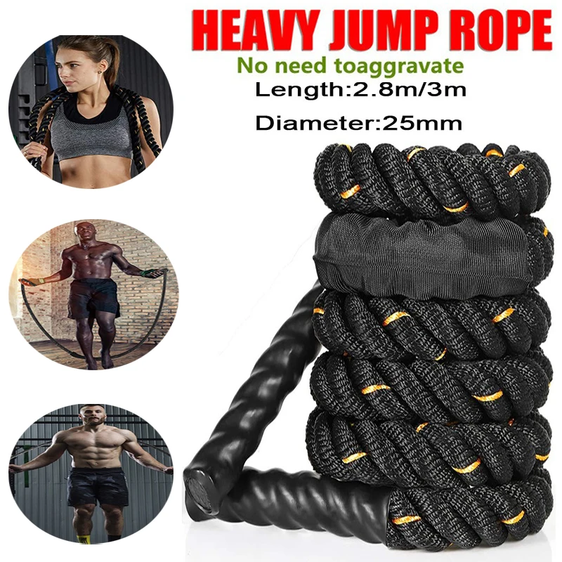 

3m* 25mm Heavy Jump Rope Crossfit Weighted Battle Skipping Ropes Power Improve Strenght Training Fitness Home Gym Equipment