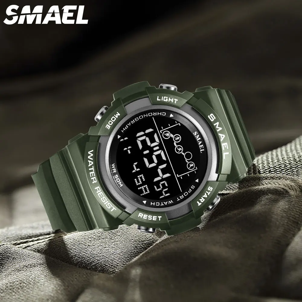 SMAEL брендовые новые цифровые часы мужские водонепроницаемые 50 м Хронограф