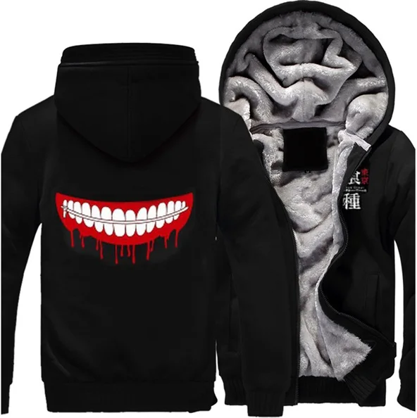Мужские толстовки с капюшоном американского размера Аниме Tokyo Ghoul зимняя