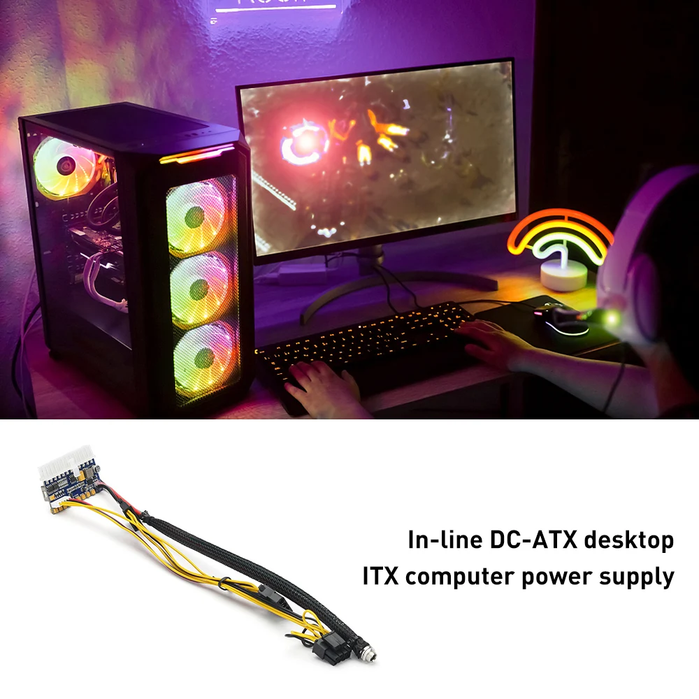 

Dc to Atx Supply Power Module Dc to Dc 12V 250W 24Pin Psu Switch for Computer