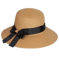 england fashion lady straw hats dome hat foldable big brim bowknot sunshade fisherman caps wholesale
