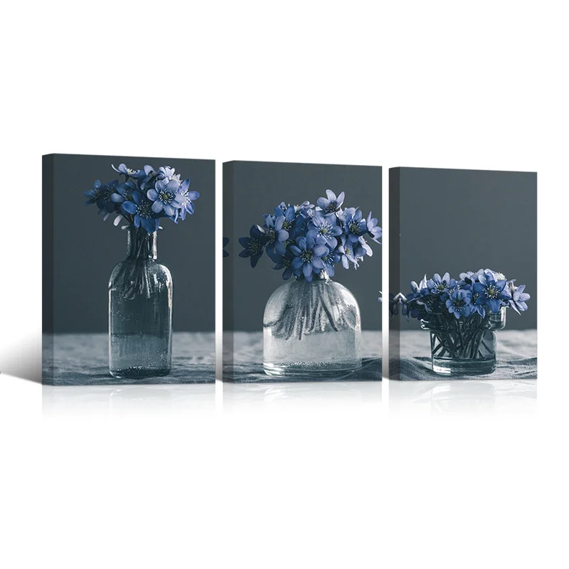 

3 Pieces Home Decor Poster Flowers Water Bottle Canvas Wall Art Painting Modern Style Living Room Decoration Wall Decor Picture