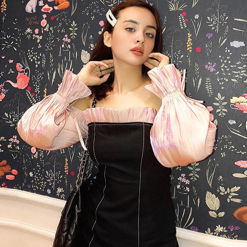 

SWEETKAMASexy Long-Sleeved Word Fungus Collar Summer Dresses 2020 Slim Body Bag Hip Hem Split Backless Mini Dress Women Party