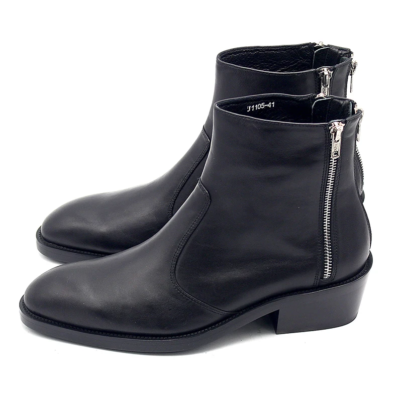 Мужская обувь в европейском стиле осенне зимние ботинки на высоком каблуке из