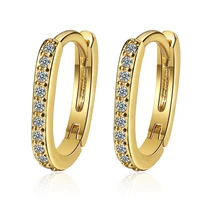 korean fashion elegant crystal zircon hoop earrings geometric oval huggies small ear buckle women girls charm piercing jewelry