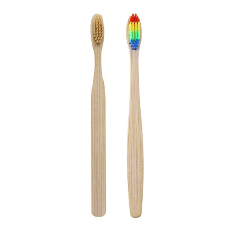 20PCS Environmentally Wood　Bamboo ToothBrush Bamboo Fibre Wooden Handle Tooth Brush Whitening (Transparent&ampRainbow) | Красота и