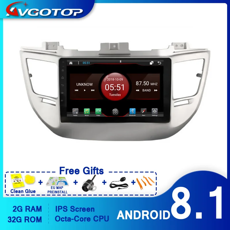 Автомобильный DVD-плеер AVGOTOP GPS Android 10 для HYUNDAI TUCSON/IX35 2015 мультимедийный