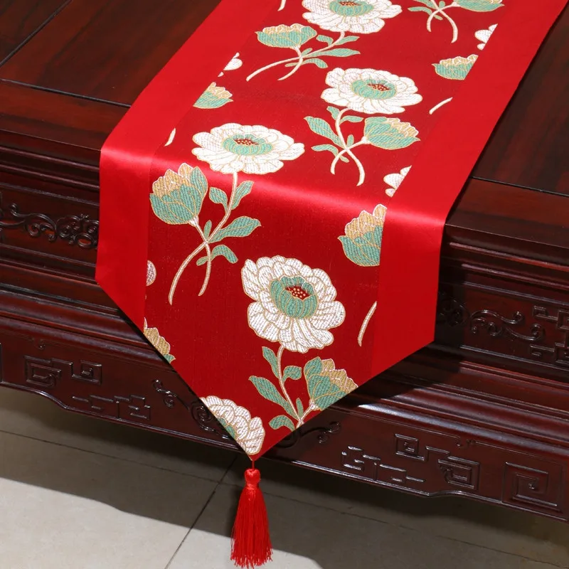 

Satin Table Runner China Wind TableCloth Table Flag Simple Tea Bed Flag Home Decoration