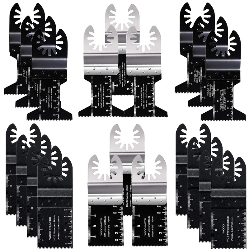 

20Pcs Oscillating Multi Tool Saw Blades Kit Set for Wood Plastic Soft Metal Cutting Quick Release Saw Blades