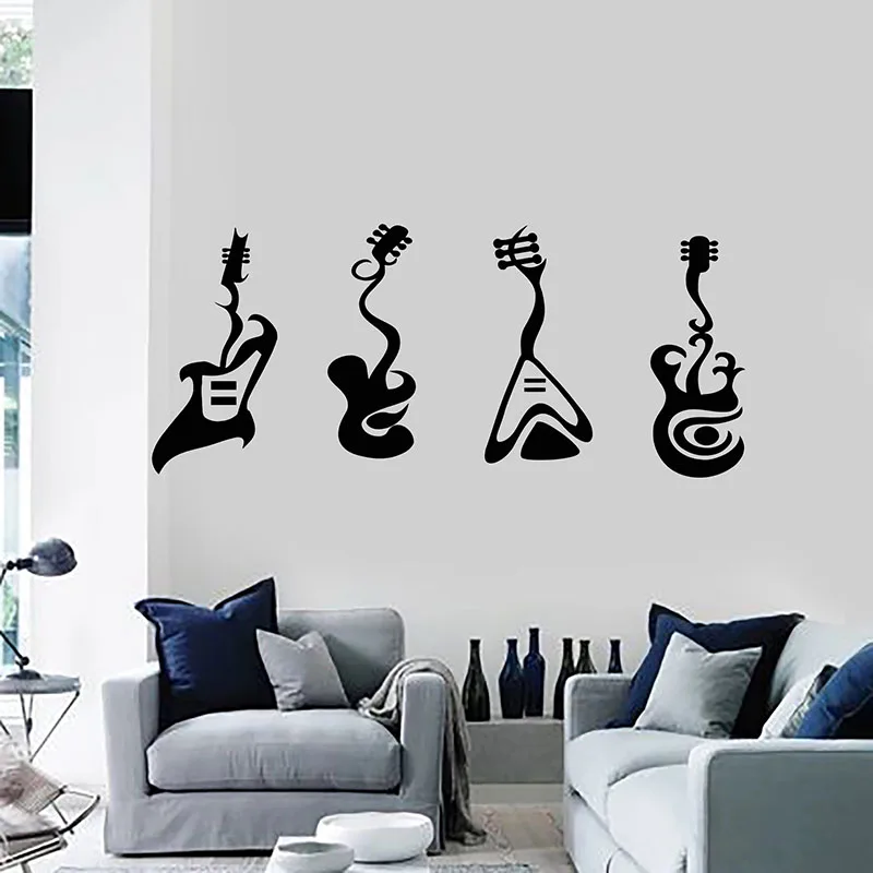 

Наклейка на стену, музыкальный инструмент, магазин, рок-ролл, электрическая гитара, дверь, окно, виниловые наклейки, музыкальная студия, декор для спальни, Q728