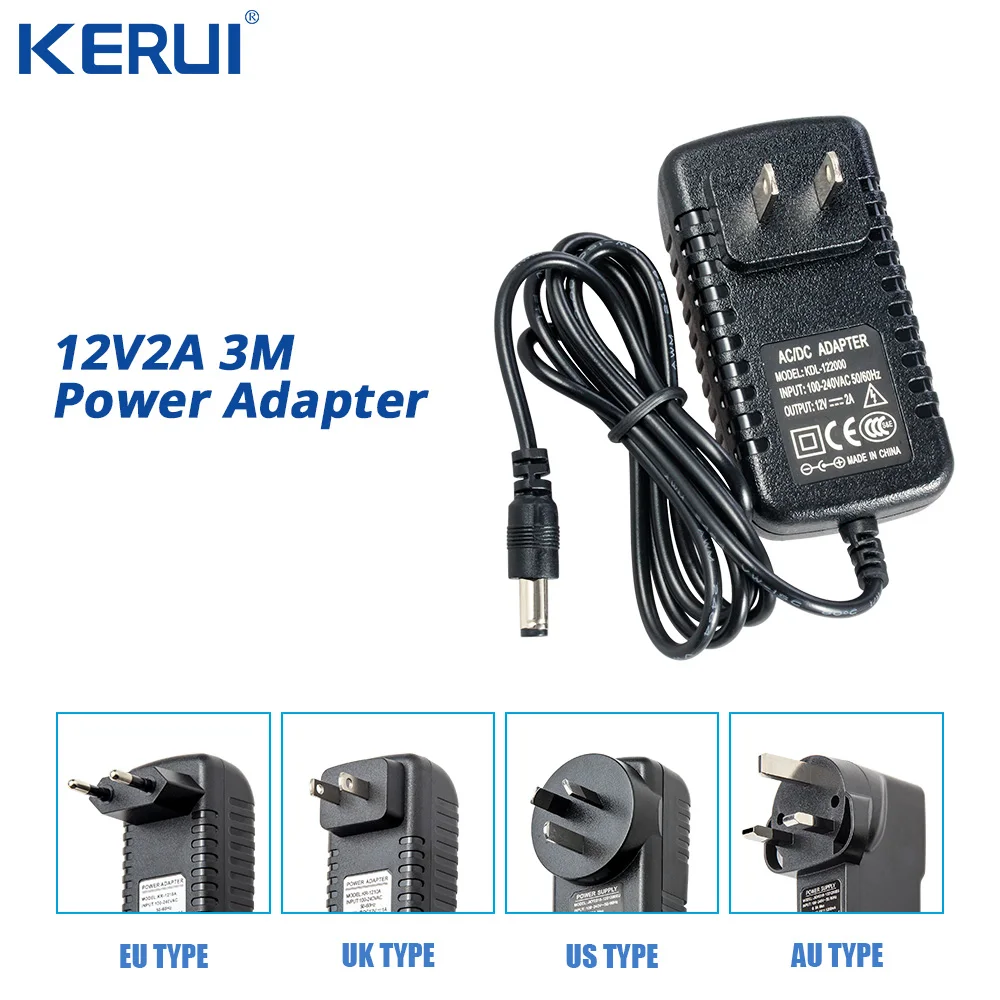 3M 12V2A Power Supply AC/ DC Adapter For Security CCTV Camera System NVR DVR Converter US/ EU/ UK/ AU Plug Charger | Безопасность и