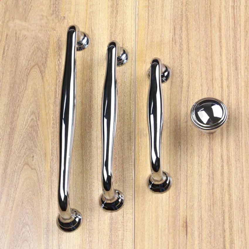 Современные Простые модные блестящие Серебристые ручки для мебели из цинкового