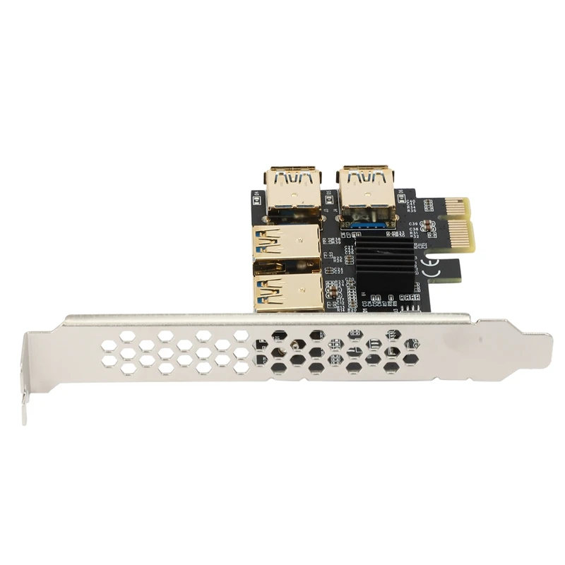 Новинка плата PCIe Райзера с 4 портами переходник PCI-E 1x к USB 3 0 Rabbet GPU Райзер-Райзер