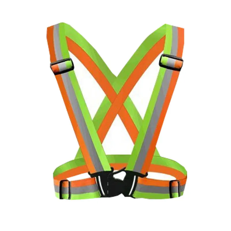 Orange and Green Светоотражающий жилет, высокая видимость, унисекс, для бега на велосипеде, безопасный жилет, Регулируемый эластичный ремень, флуоресцентная работа - Цвет: Orange and Green