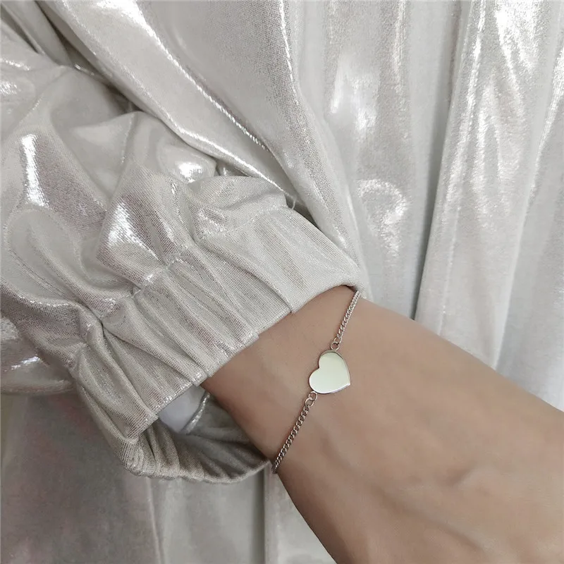 RUIYI Real 925 Sterling Silver Korean Style Fashion Bracelets Lovers Heart Chain Best Gifts Women Fine Jewelry Niche | Украшения и