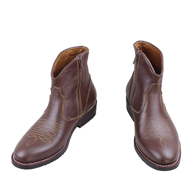 Ковбойские ботинки в западном стиле мужские рабочие из воловьей кожи коричневые