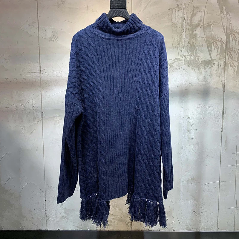TWOTWINSTYLE винтажный лоскутный вязаный свитер с кисточками для женщин водолазка
