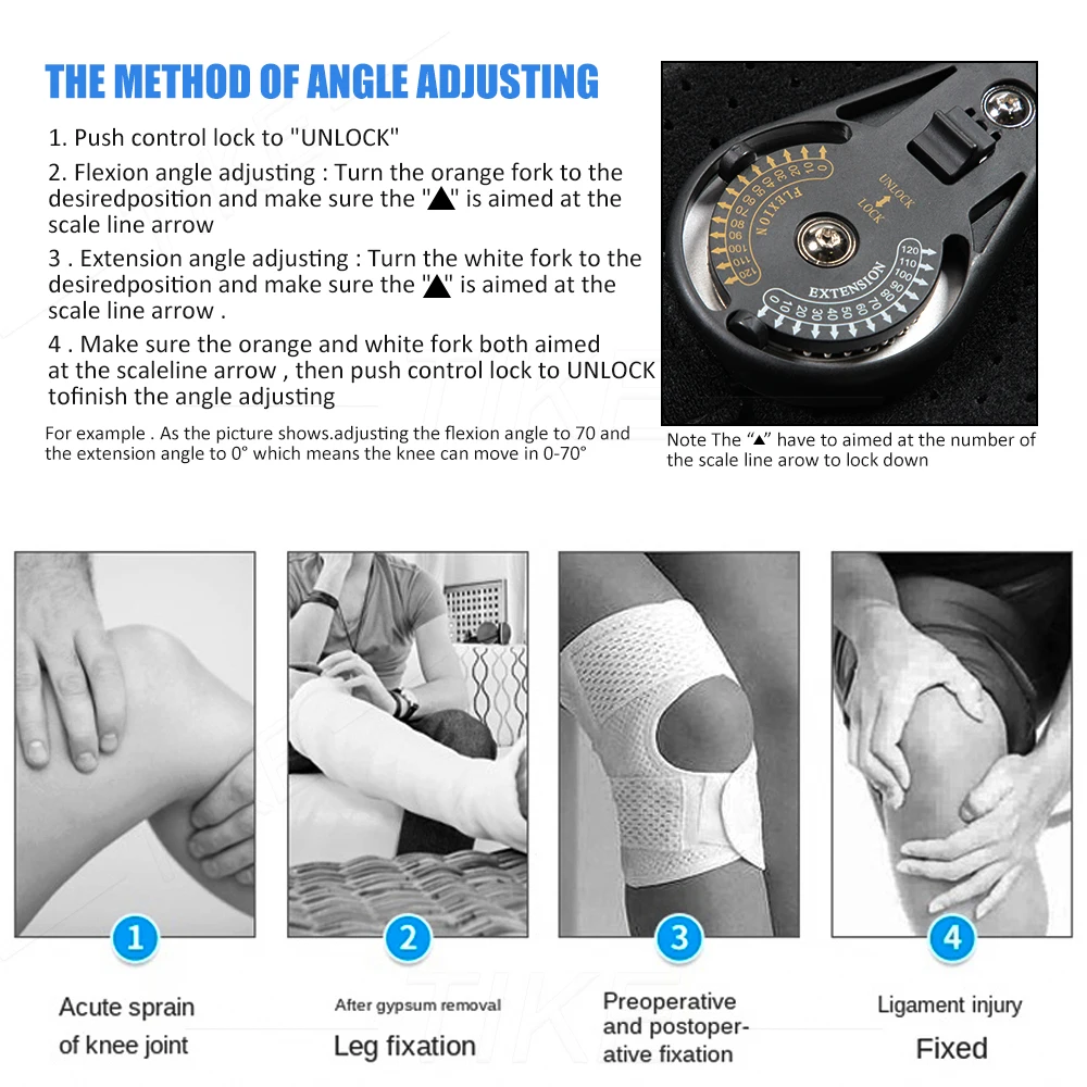 TIKE Регулируемый Медицинский бандаж на колено Postoperat Ортез коленного сустава