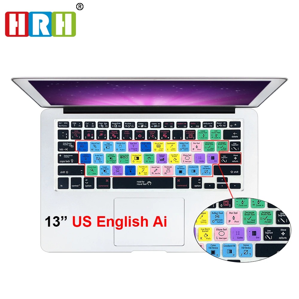 Чехол для клавиатуры HRH Adobe Illustrator с быстрыми клавишами и ии Обложка США MacBook Air Pro