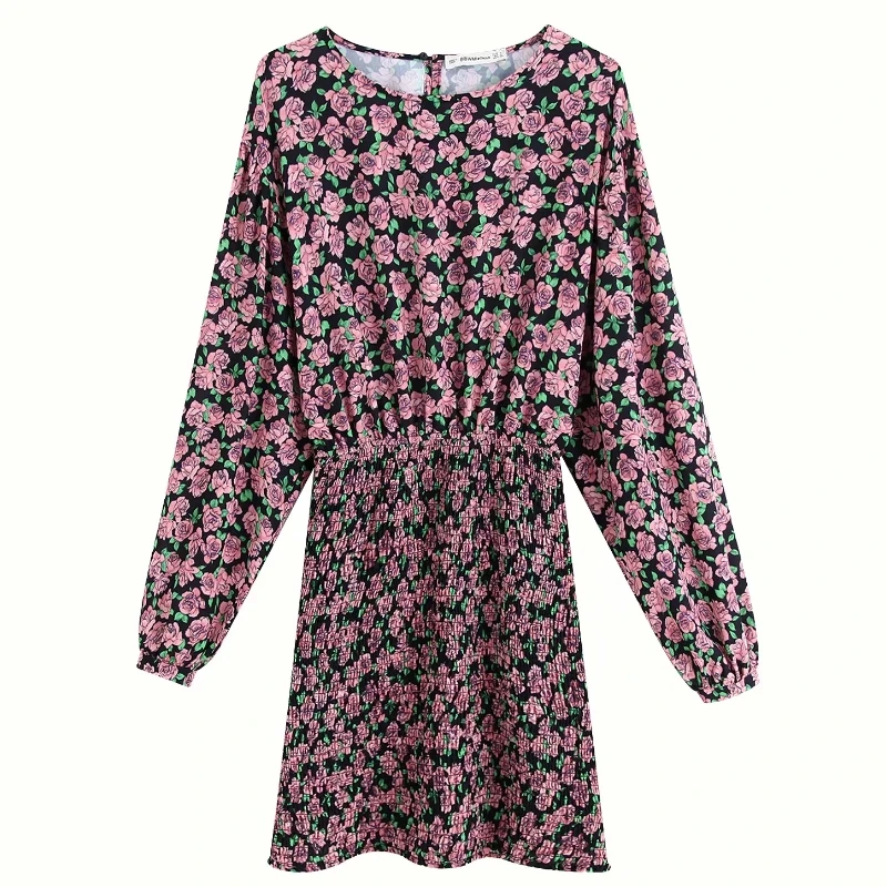 Новинка 2019 женское шикарное платье с цветочным принтом эластичный подол бедра