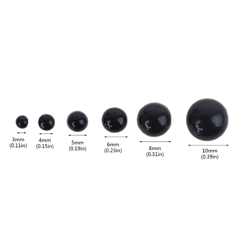

600pcs DIY 3-10mm Round Flat Black Eyes Plastic Doll Safety Eye for Bear Stuffed Toys Puppet Dolls Accessories