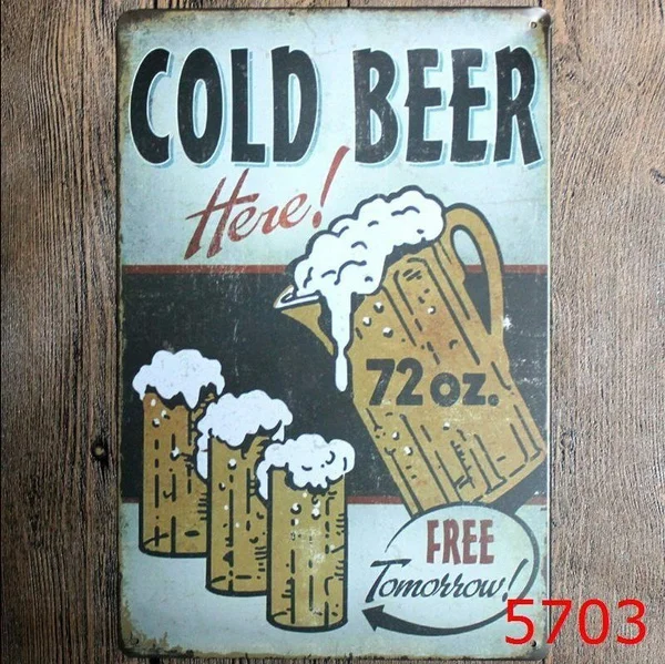 

Cold Beer Metal sign painting Poster Tin Sign home bar wall Decoration art