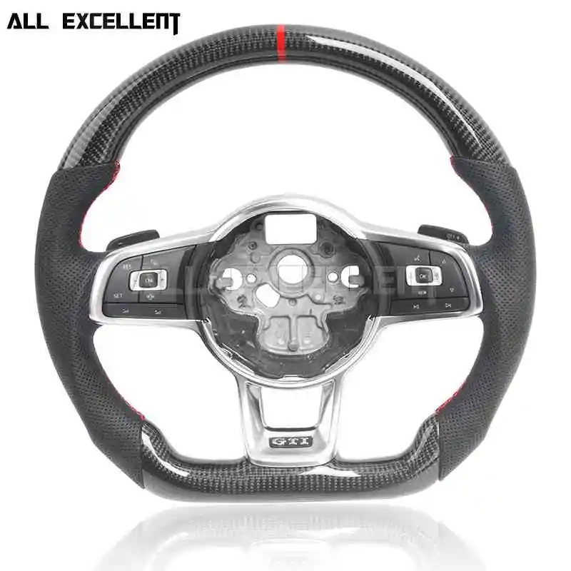 

For VW Golf carbon fiber steering wheel/trims MK7/MK7.5 GTI/R carbon fiber + perforated leather with Paddle Shifters assembly