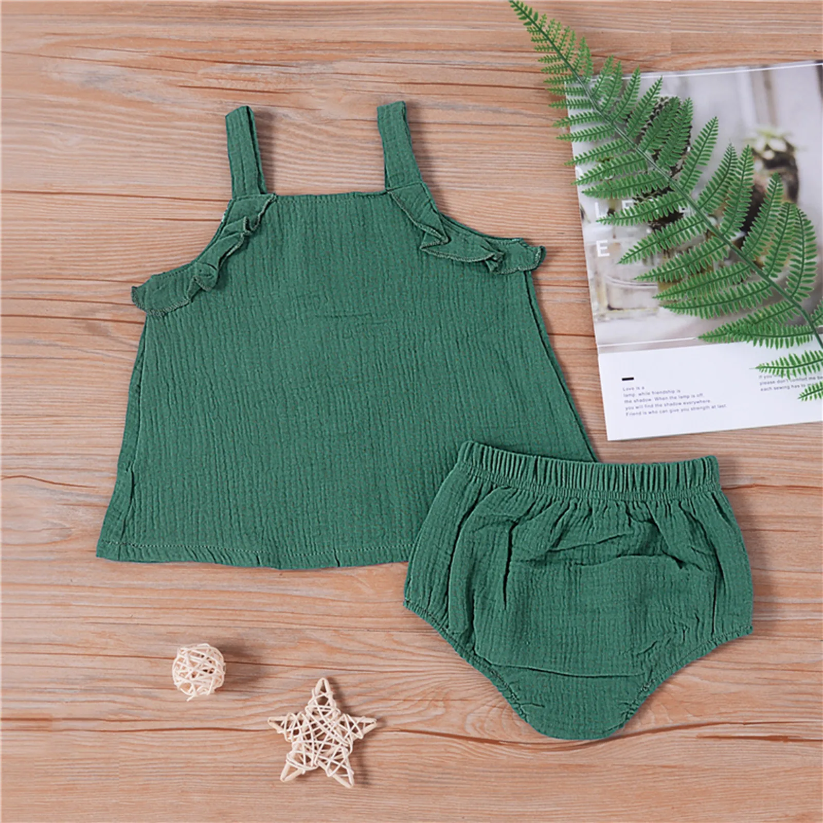 

2021 New Summer 6M-3Y Baby Girl 2Pcs Set Flower Lace Sleeveless Ruffled Vest Top+Shorts Toddler Kid Clothes 3 Colors Outfit
