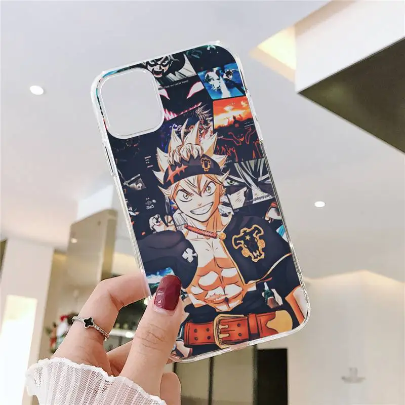 

Anime black clover asta horror cool Phone Case Transparent for iPhone 6 7 8 11 12 s mini pro X XS XR MAX Plus SE cover funda