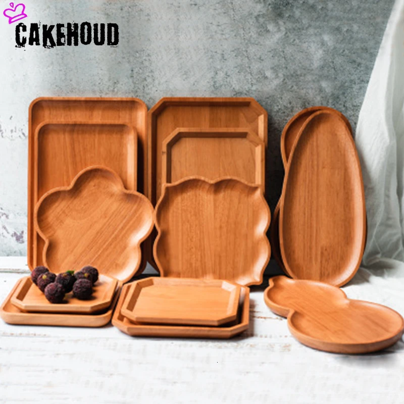 CAKEHOUD китайская кухонная мебель поддон для хранения продуктов посуда поднос домашняя твердая деревянная тарелка для фруктов, выпечки Десерт обслуживание лоток