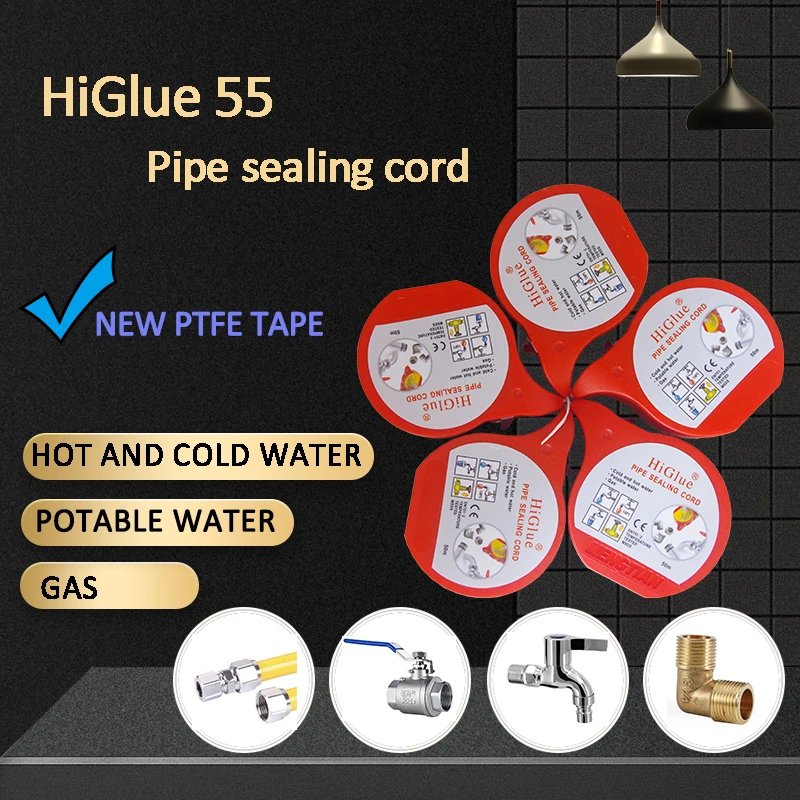Гирлянда HiGlue для запечатывания резьбы 55 новая лента из ПТФЭ насоса клапана и