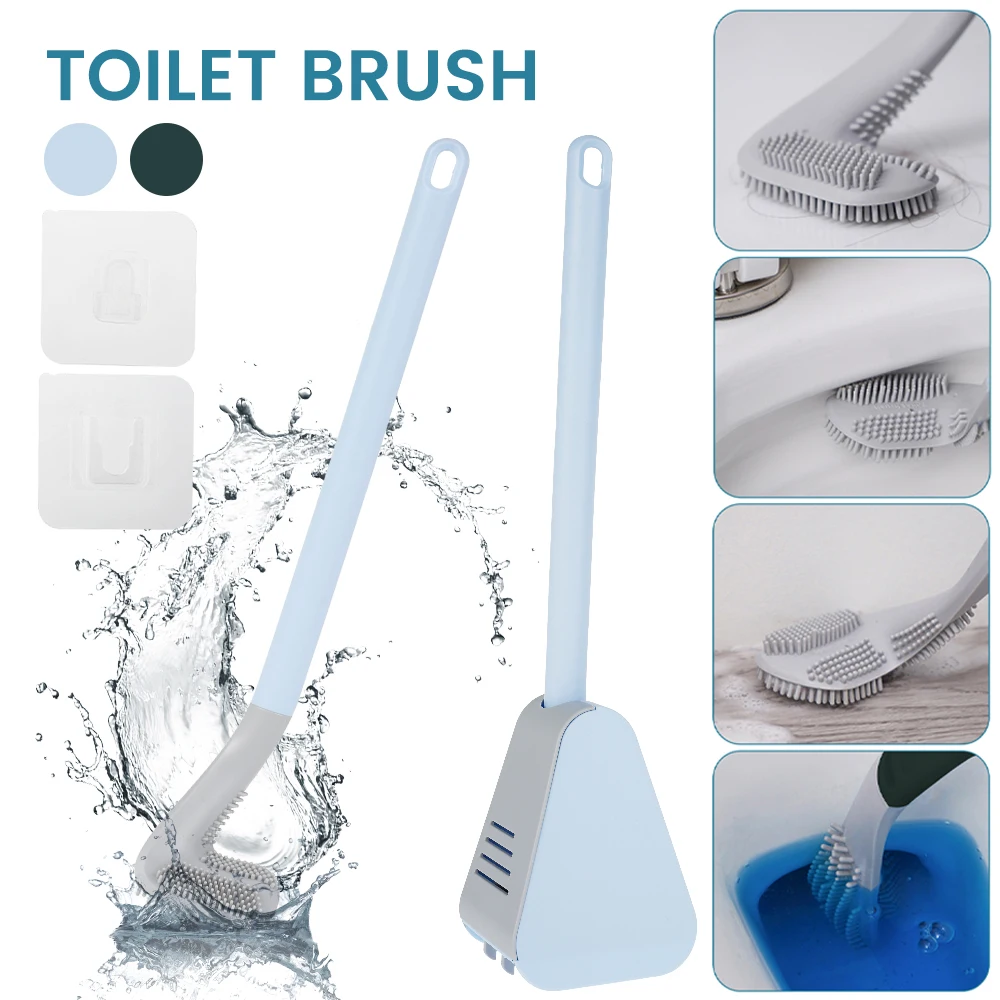 

Golf Head Silicone Toilet Brush Long Handle Household Cleaning Brush Curved Toilet Brush No Dead Corners Auto Opening and Closed