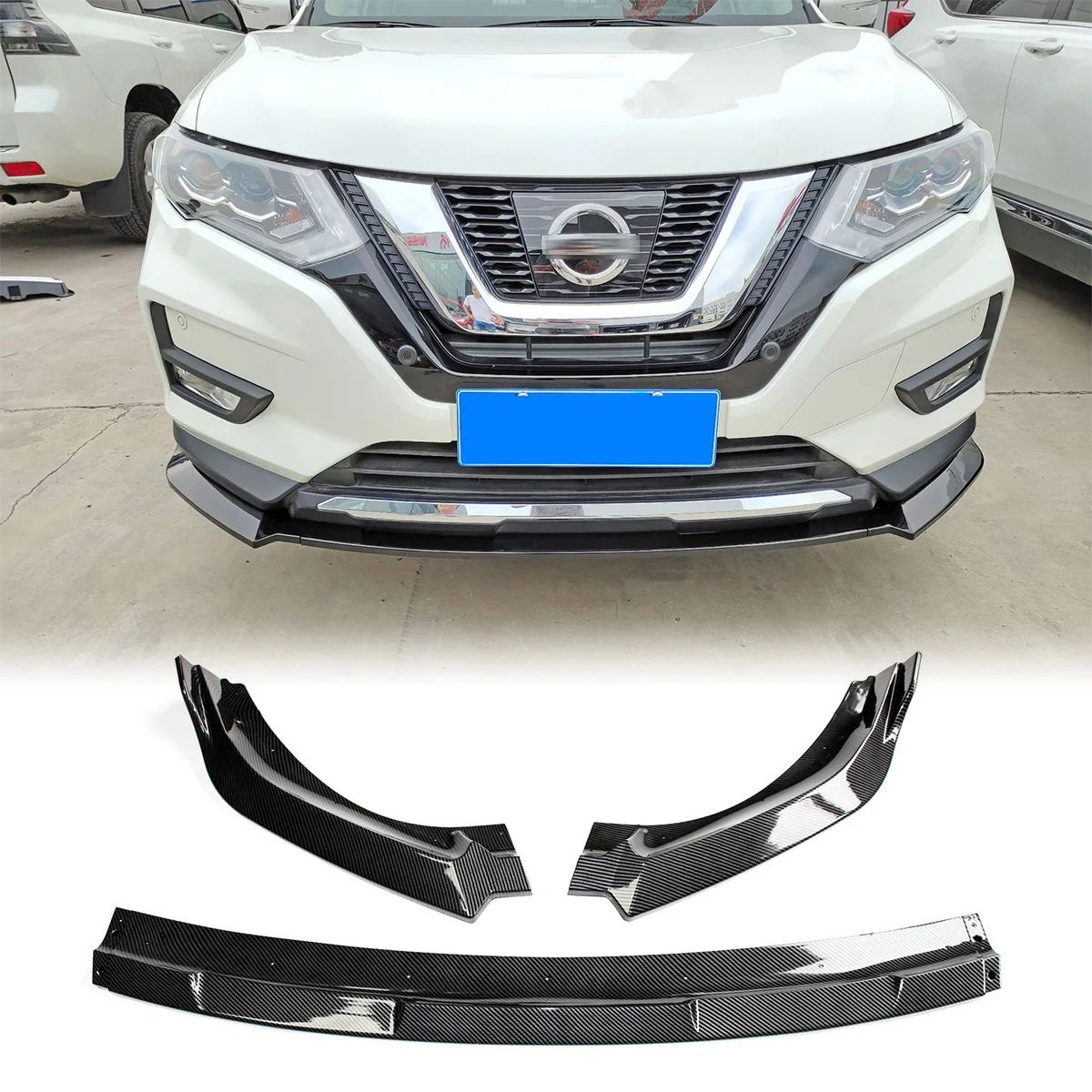 

Black Carbon Fiber Look Front Bumper Lip Lower Spoiler Body Kit Trim 3PCS For NISSAN Rogue 2017-2019 Car Styling