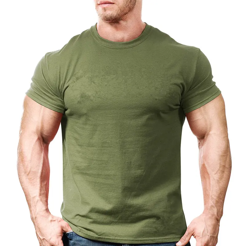 2020 летняя новая Мужская хлопковая футболка с коротким рукавом для фитнеса