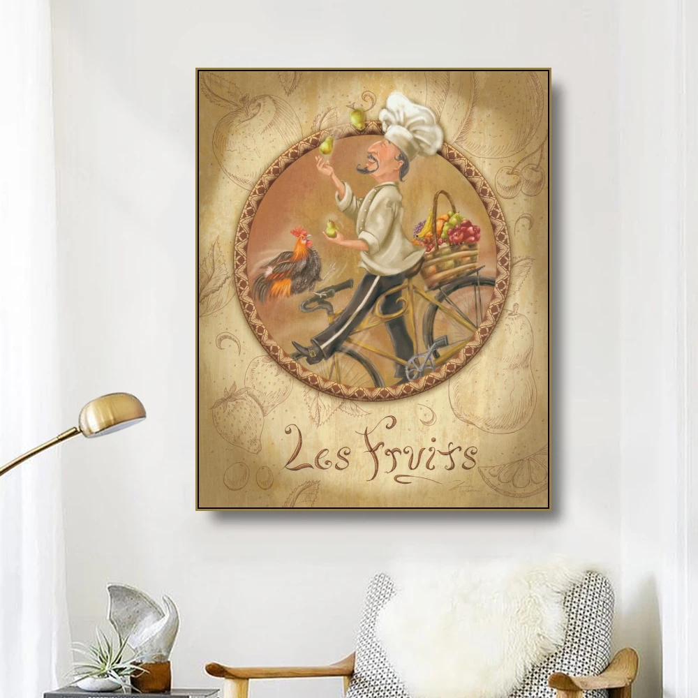 Laeacco Смешные постеры шеф-повара натюрморт Картина на холсте принты для гостиной